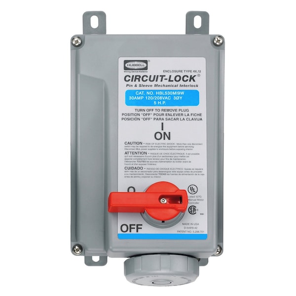 Heavy Duty Products, IEC Pin and Sleeve Devices, Industrial Grade, Female, Mechanically Interlocked Receptacle, 30A 3-Phase Wye 120/208V AC
